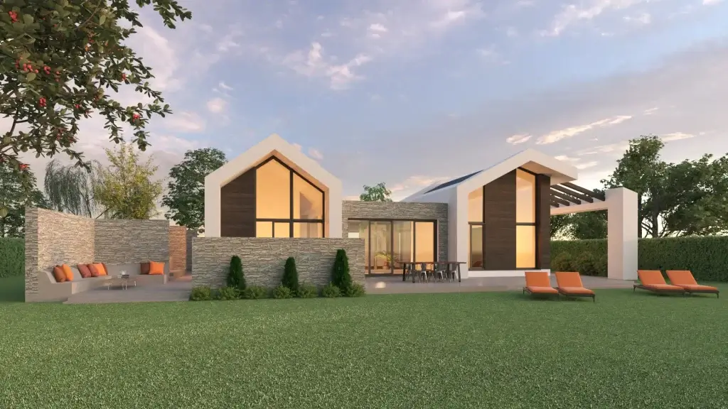 Casa Modular Prefabricada Vivienda con jardin y chalet